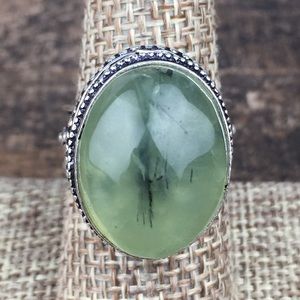 Moss Prehnite Stone Statement Ring 8